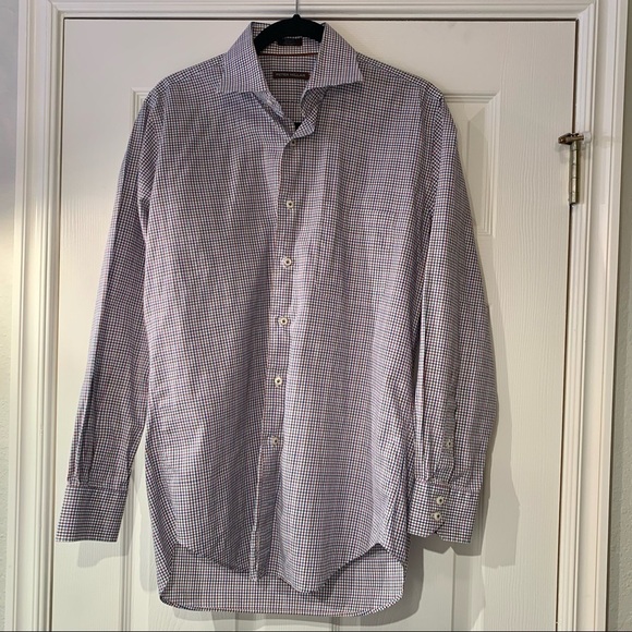 Peter Millar Shirt Adult Medium Blue Check Long Sleeve Button Down Men - Picture 3 of 6